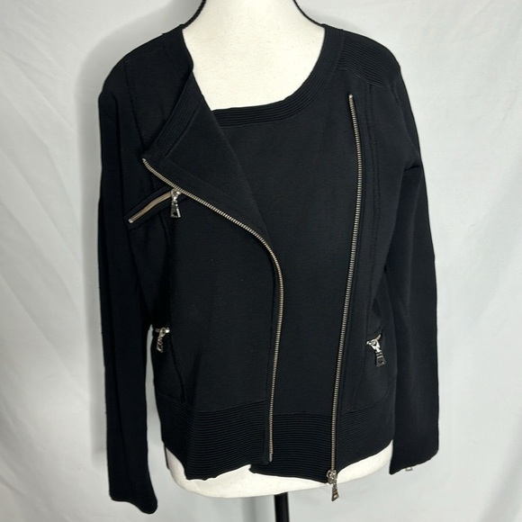 Milly of New York Asymmetrical Moto Style jacket sweater - Picture 3 of 6